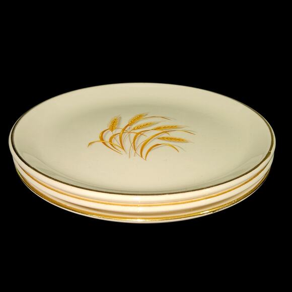 Golden Wheat 6" Plates Set of 3 – 22K Gold Trim USA Vintage Dinnerware - Picture 4 of 6